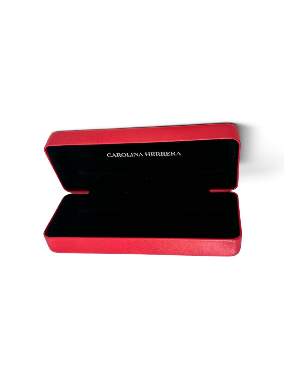 authentic Carolina Herrera red hard clamshell glasses and sunglasses case